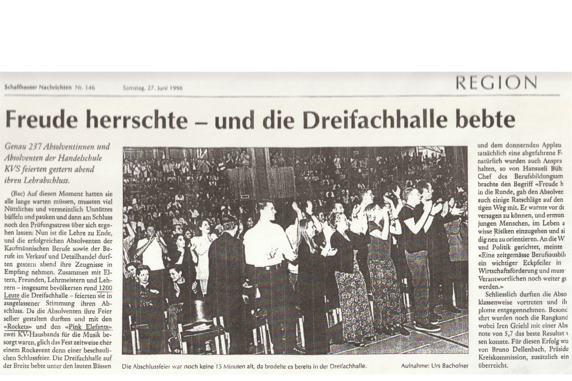 Rockets an der KV Abschlussfeier 1998 von Remo Wüthrich in der Dreifachhalle auf der Breiti